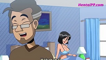 Stiefmoeder Met Grote Tieten Geeft Haar Stiefzoon Een Goede Handjob In Deze Cartoon.